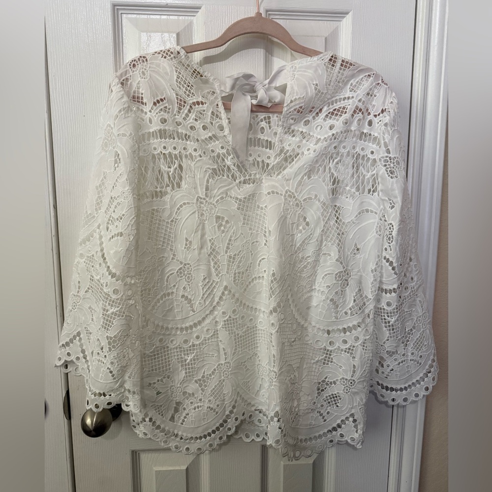 Lilly Pulitzer Women's Size 8 Palms In Paradise White Eyelet / Lace Top Boho NWT - Picture 5 of 6